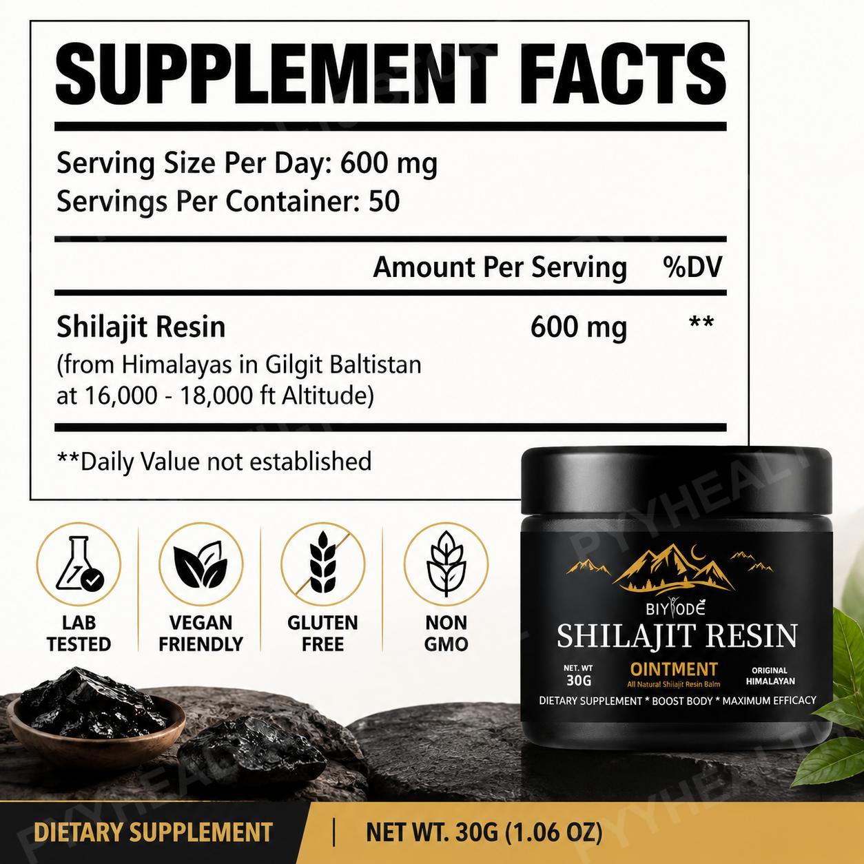 BIYODE Shilajit Resin Suppleme - огляд і ціна Shilajit Resin Pure