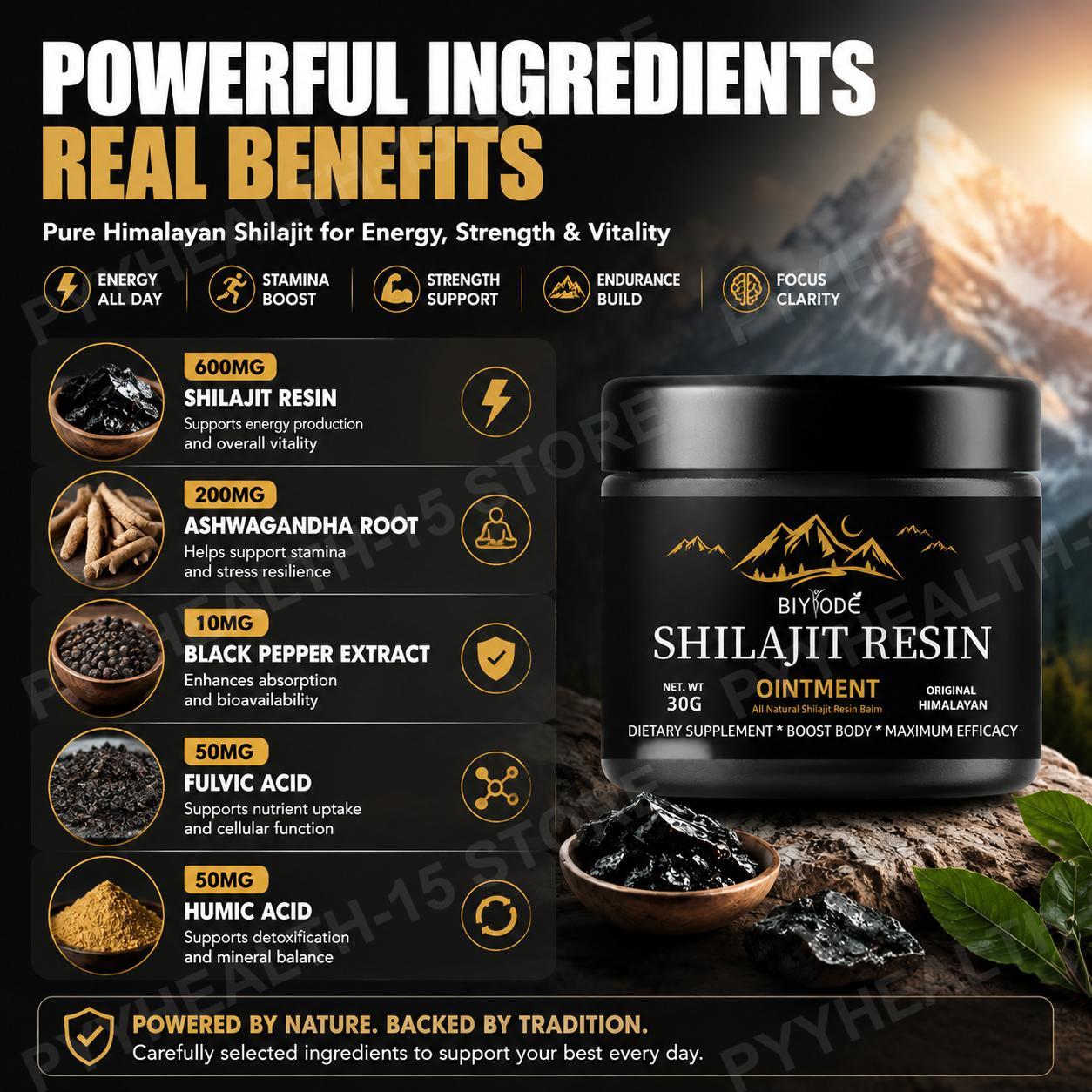 BIYODE Shilajit Resin Suppleme - огляд і ціна Shilajit Resin Pure